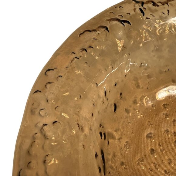 Hand Blown Amber Art Glass Dish With Silver-Tone PINECONE Embellishment - Picture 7 of 8